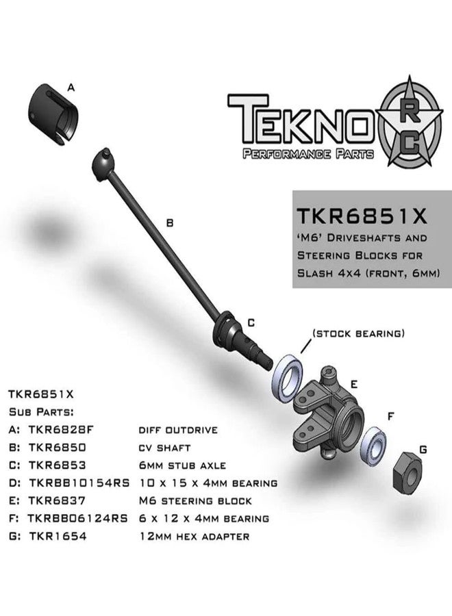أعمدة نقل الحركة/كتل التوجيه Tekno RC 6851x FRT M6 - Image 2